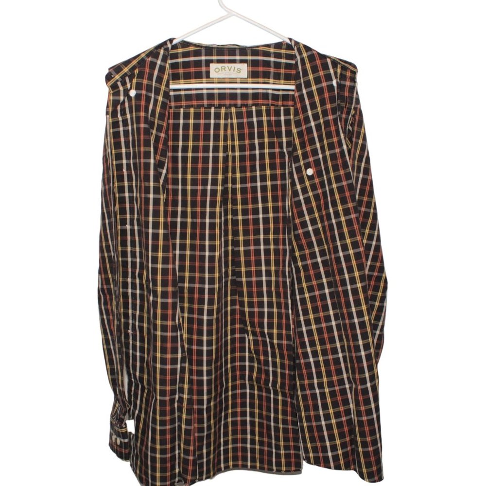 Orvis Mens Multicolor Windowpane Check Long Sleeve 100% Cotton Button Down Shirt - Picture 5 of 9